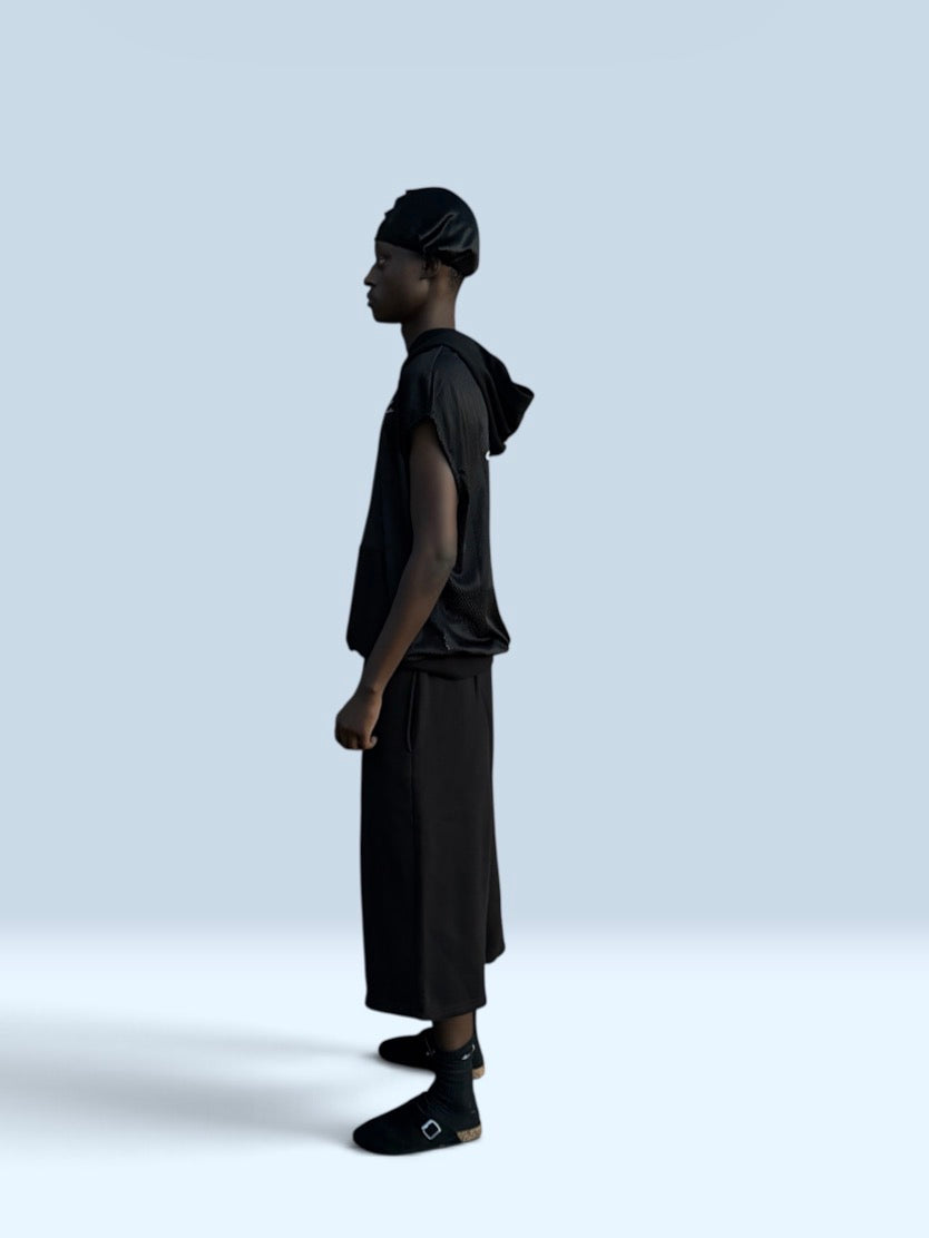Unisex Panel Mesh Sleeveless Hoodie