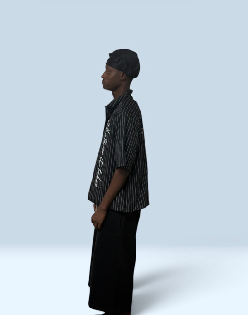 Unisex Striped Boxy Button-Up Shirt