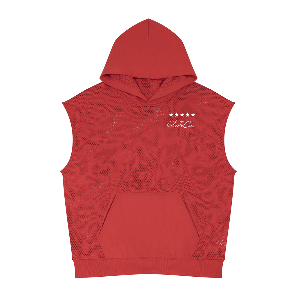 Unisex Panel Mesh Sleeveless Hoodie