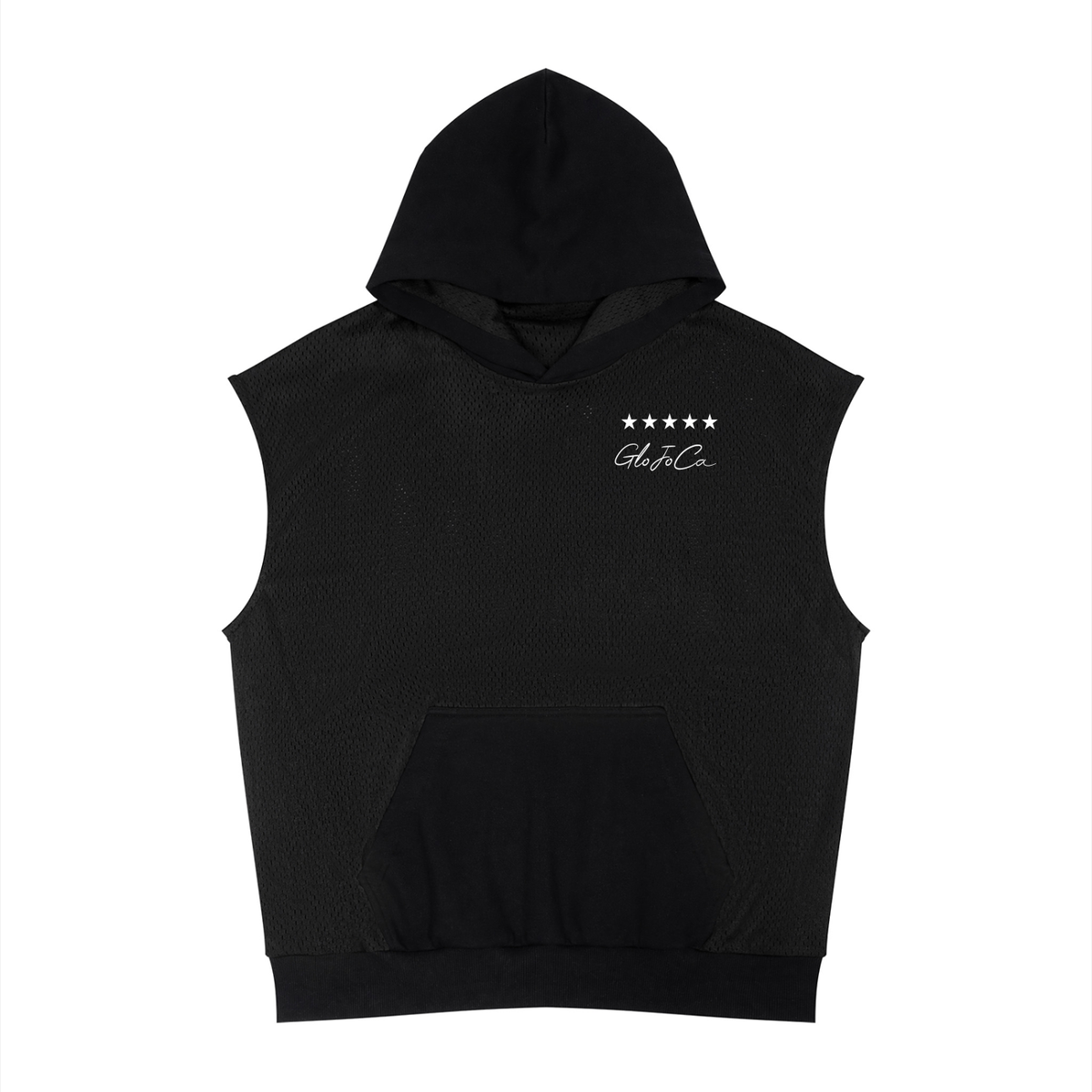 Unisex Panel Mesh Sleeveless Hoodie