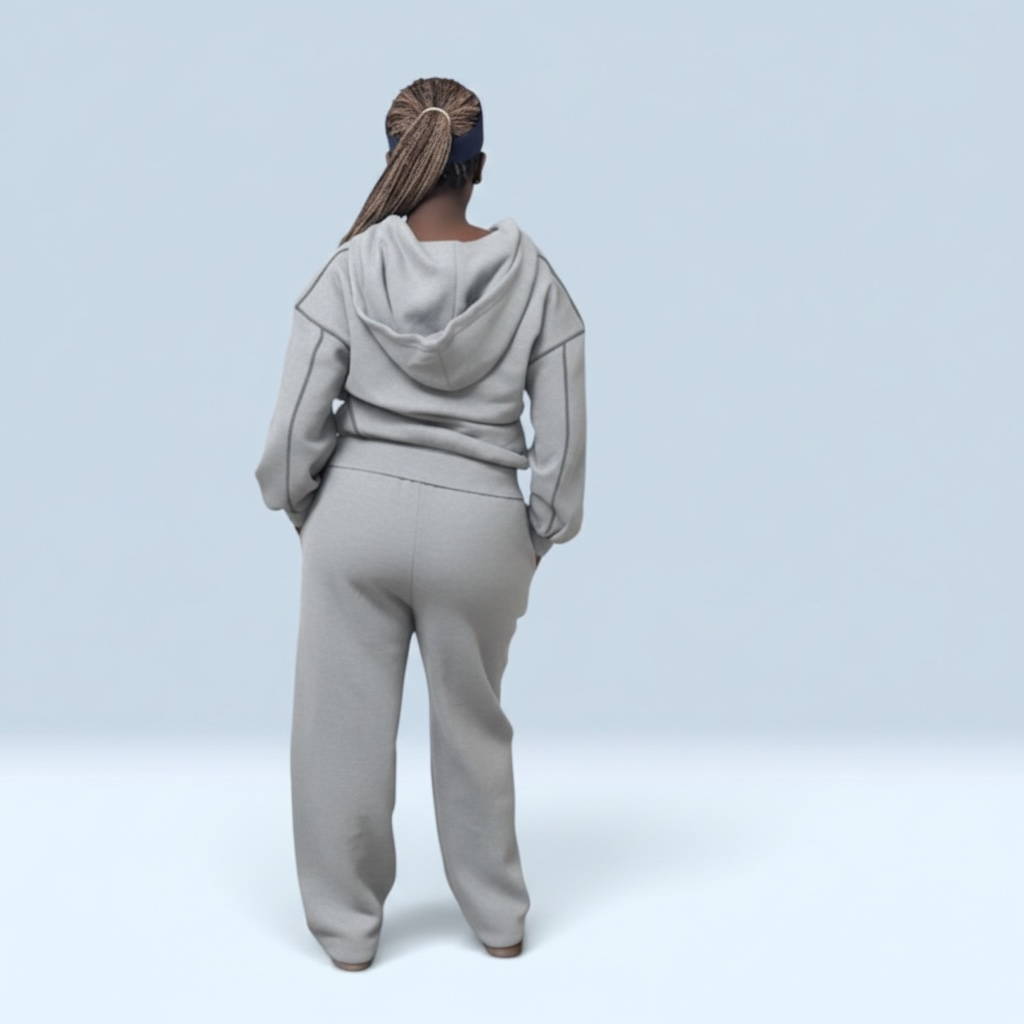 Contrast-Stitched Fleece Sweatpants (set)