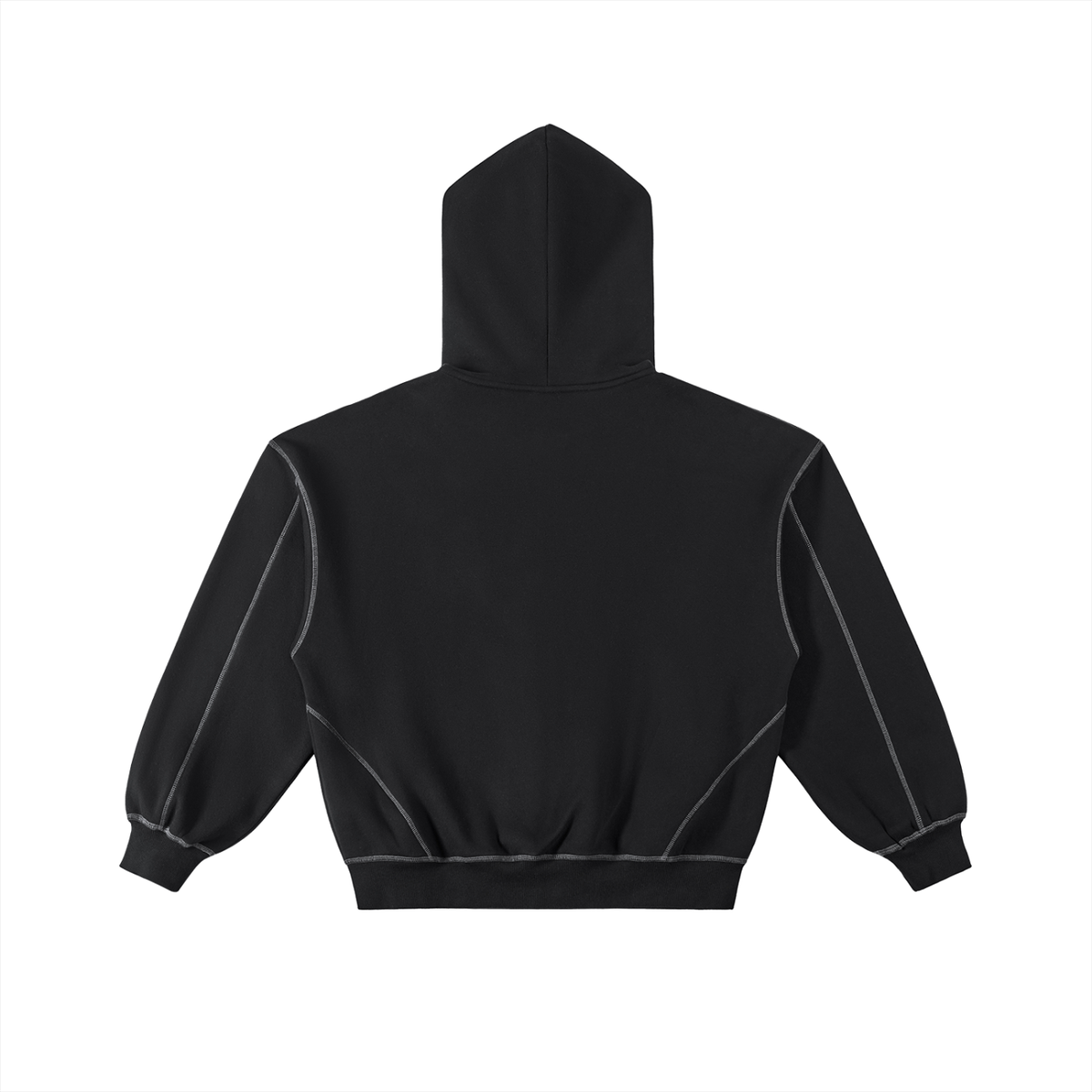 Contrast-Stitched Boxy Fleece Zip Hoodie (set)