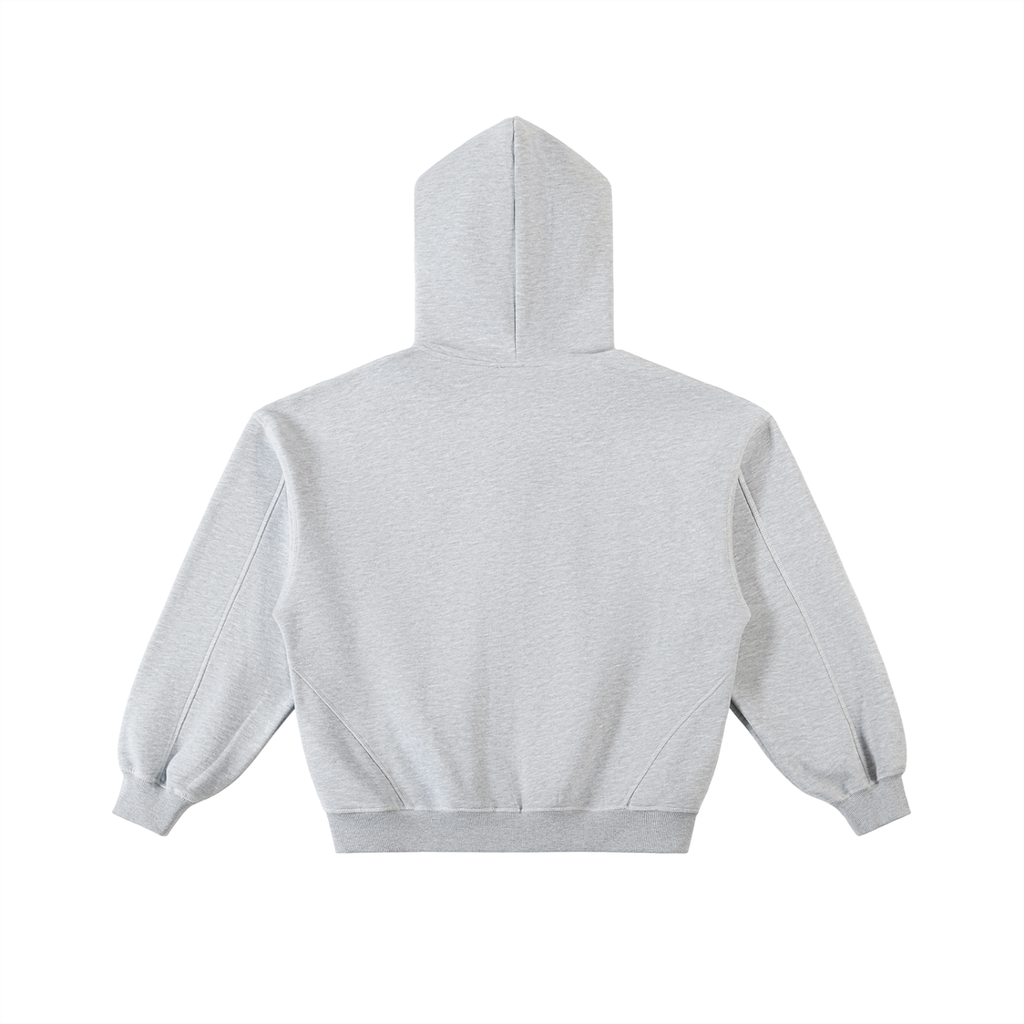Contrast-Stitched Boxy Fleece Zip Hoodie (set)