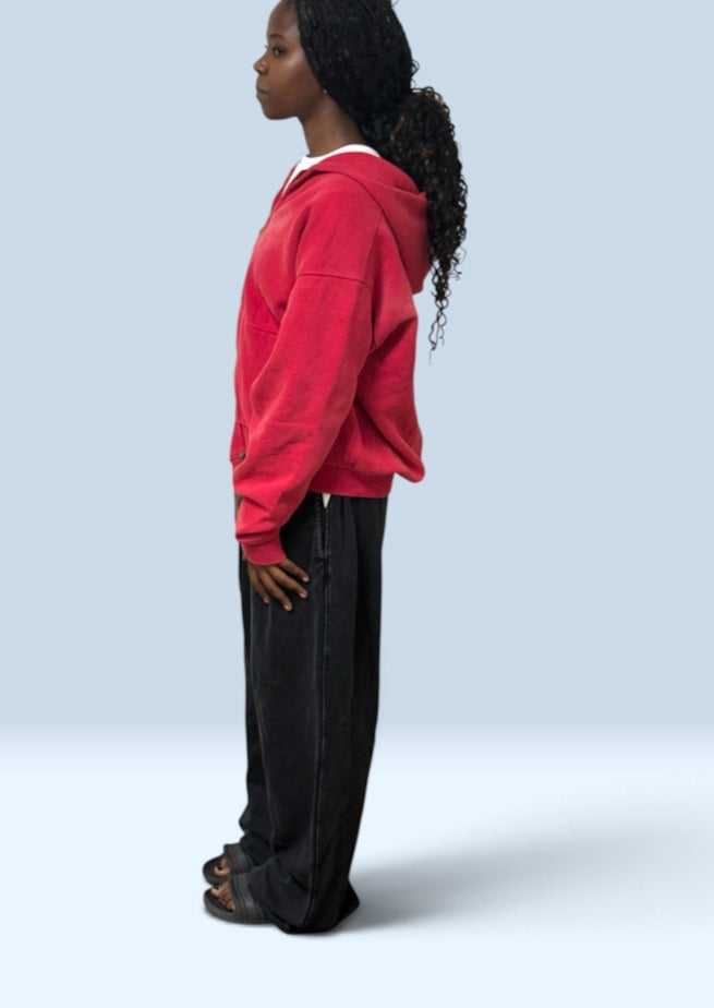 Sunfade Two-way Zipper Boxy Fleece Hoodie