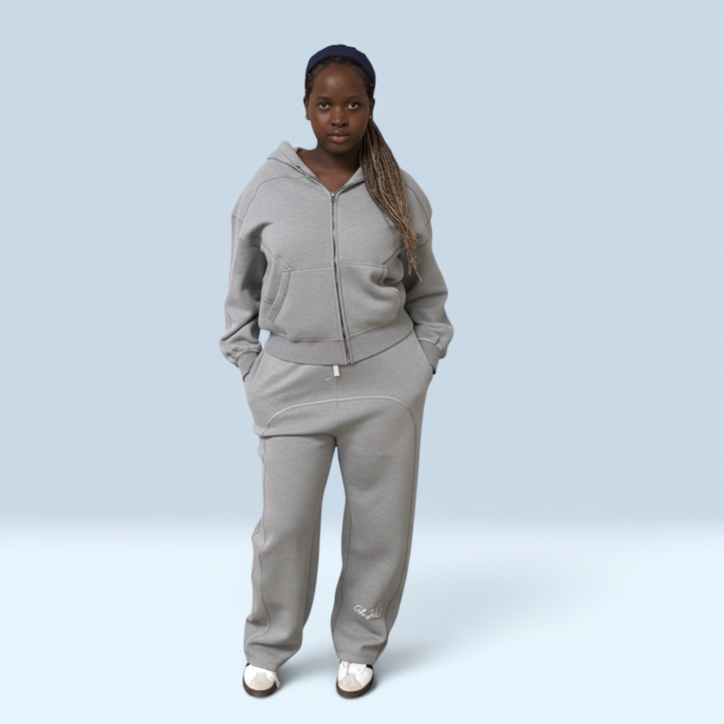 Contrast-Stitched Fleece Sweatpants (set)