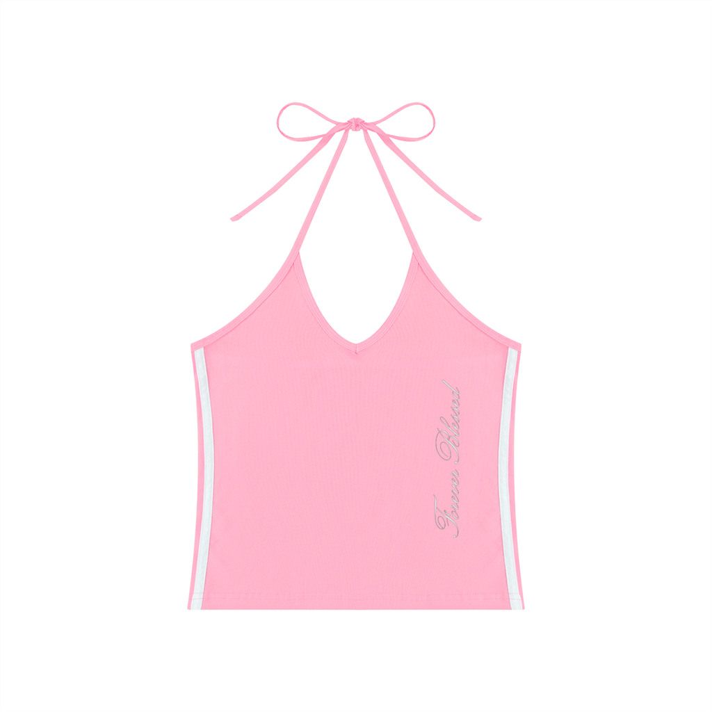 Women's Color Block Halter Crop Tank Top