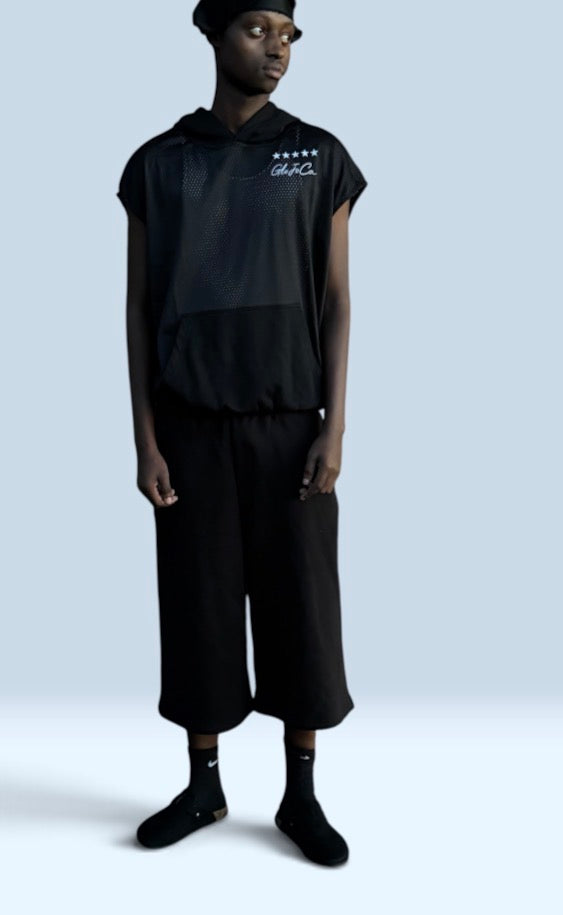 Unisex Panel Mesh Sleeveless Hoodie