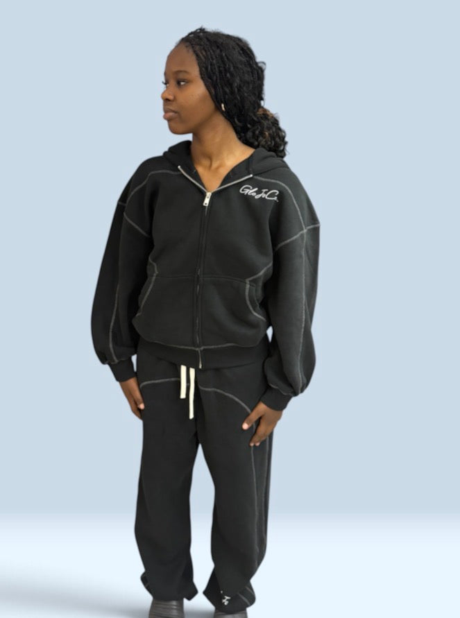Contrast-Stitched Fleece Sweatpants (set)