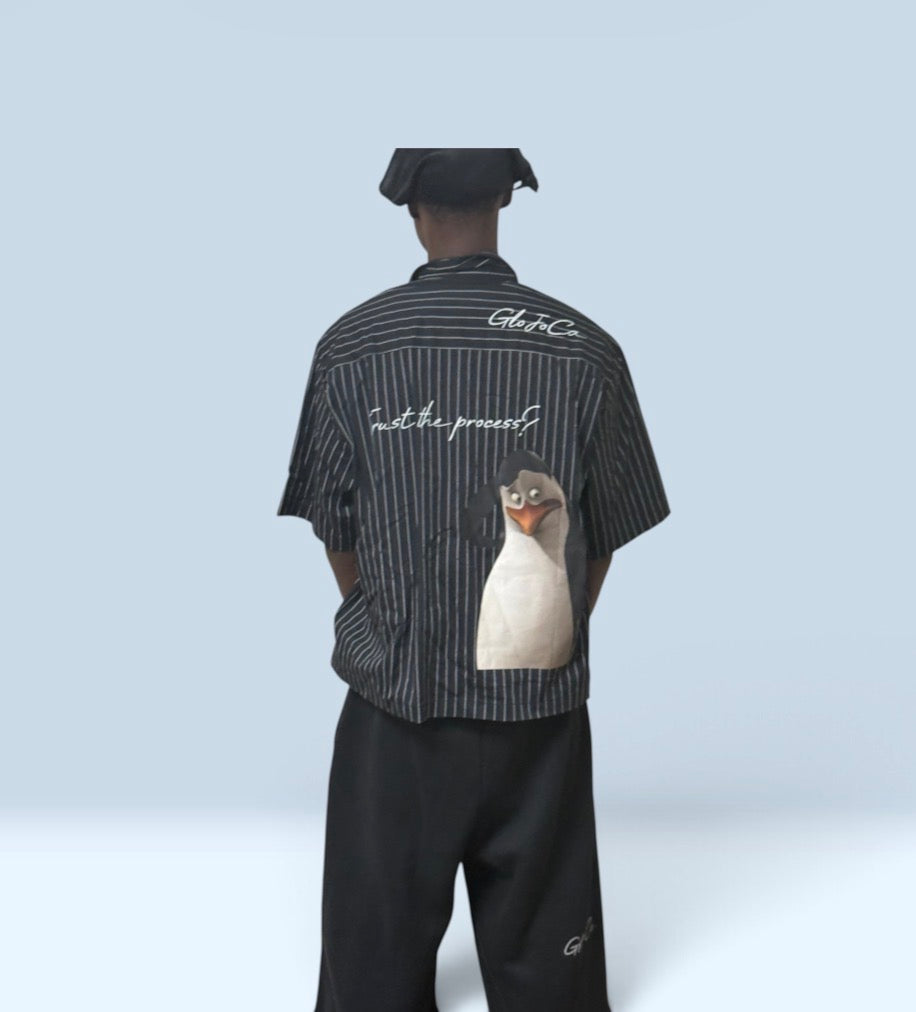 Unisex Striped Boxy Button-Up Shirt