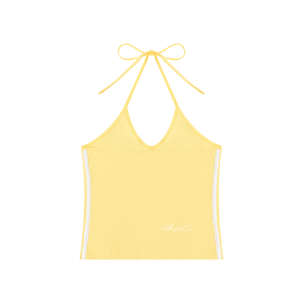 Women's Color Block Halter Crop Tank Top