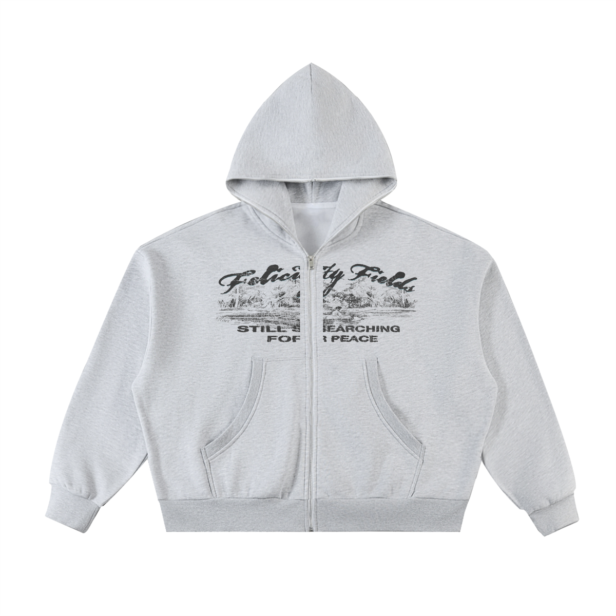 Fleeced Full-Zip Boxy Hoodie