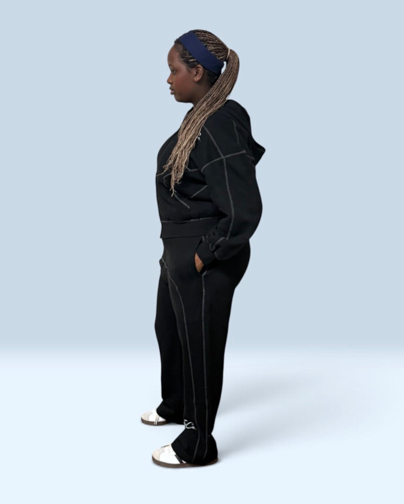 Contrast-Stitched Fleece Sweatpants (set)