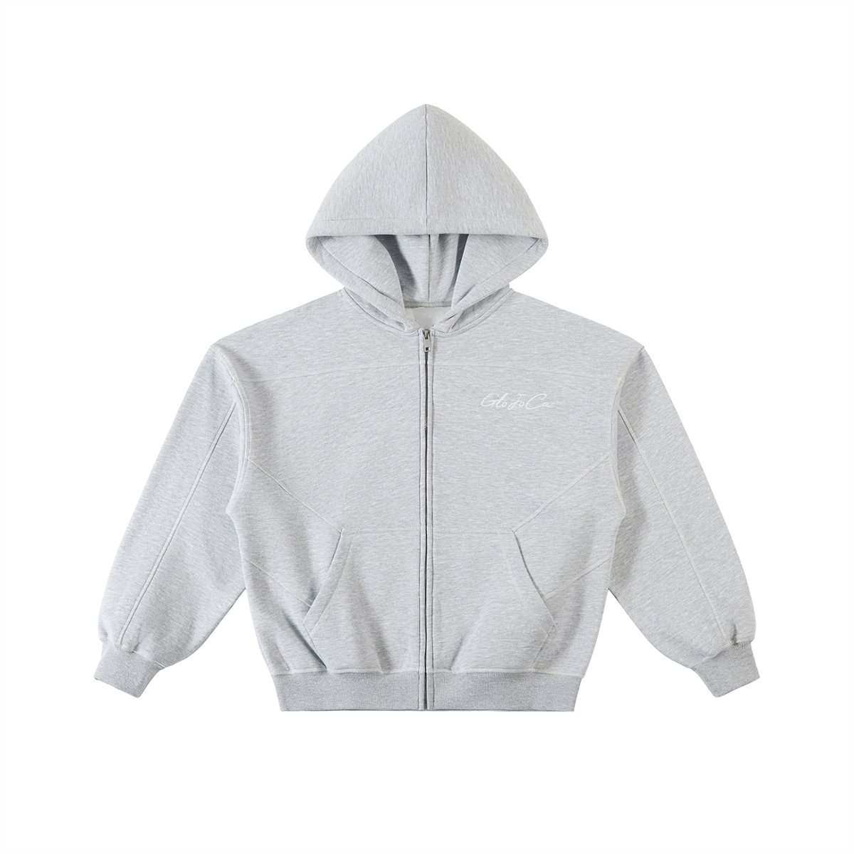Contrast-Stitched Boxy Fleece Zip Hoodie (set)