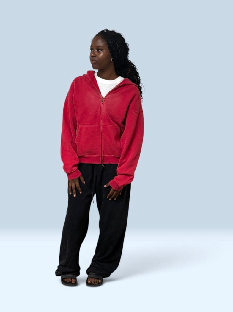 Sunfade Two-way Zipper Boxy Fleece Hoodie