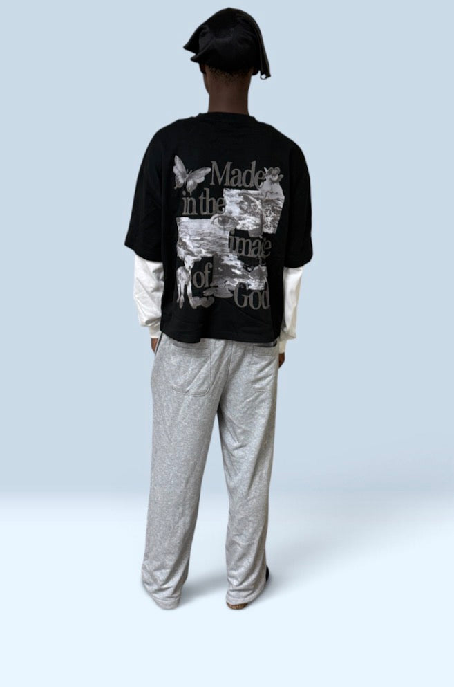 Layered Contrast Sleeve Cotton T-Shirt