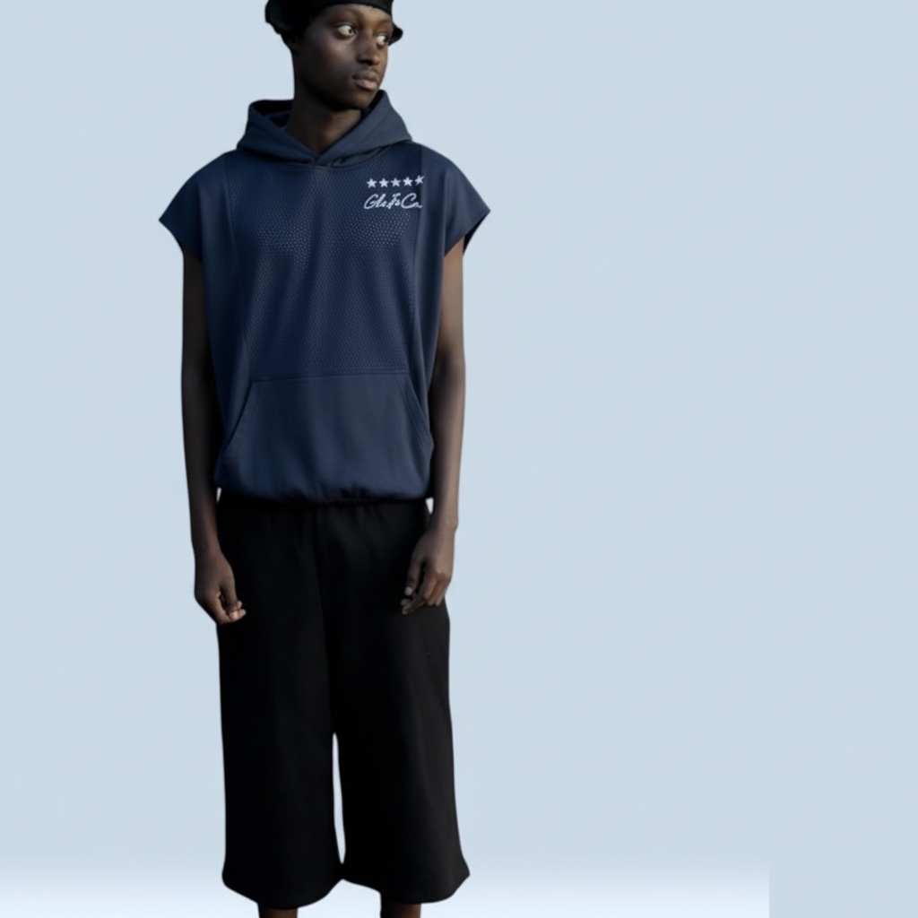 Unisex Panel Mesh Sleeveless Hoodie