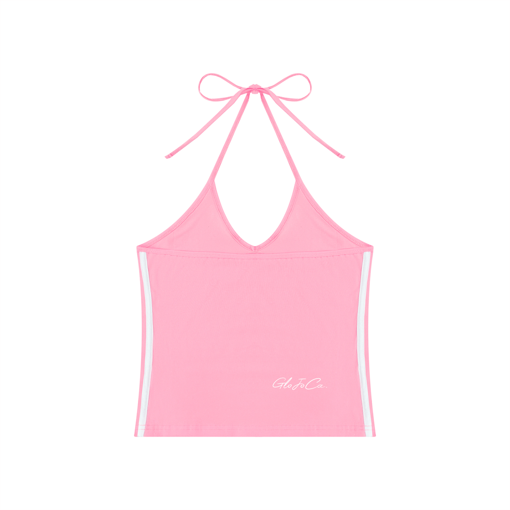Women's Color Block Halter Crop Tank Top