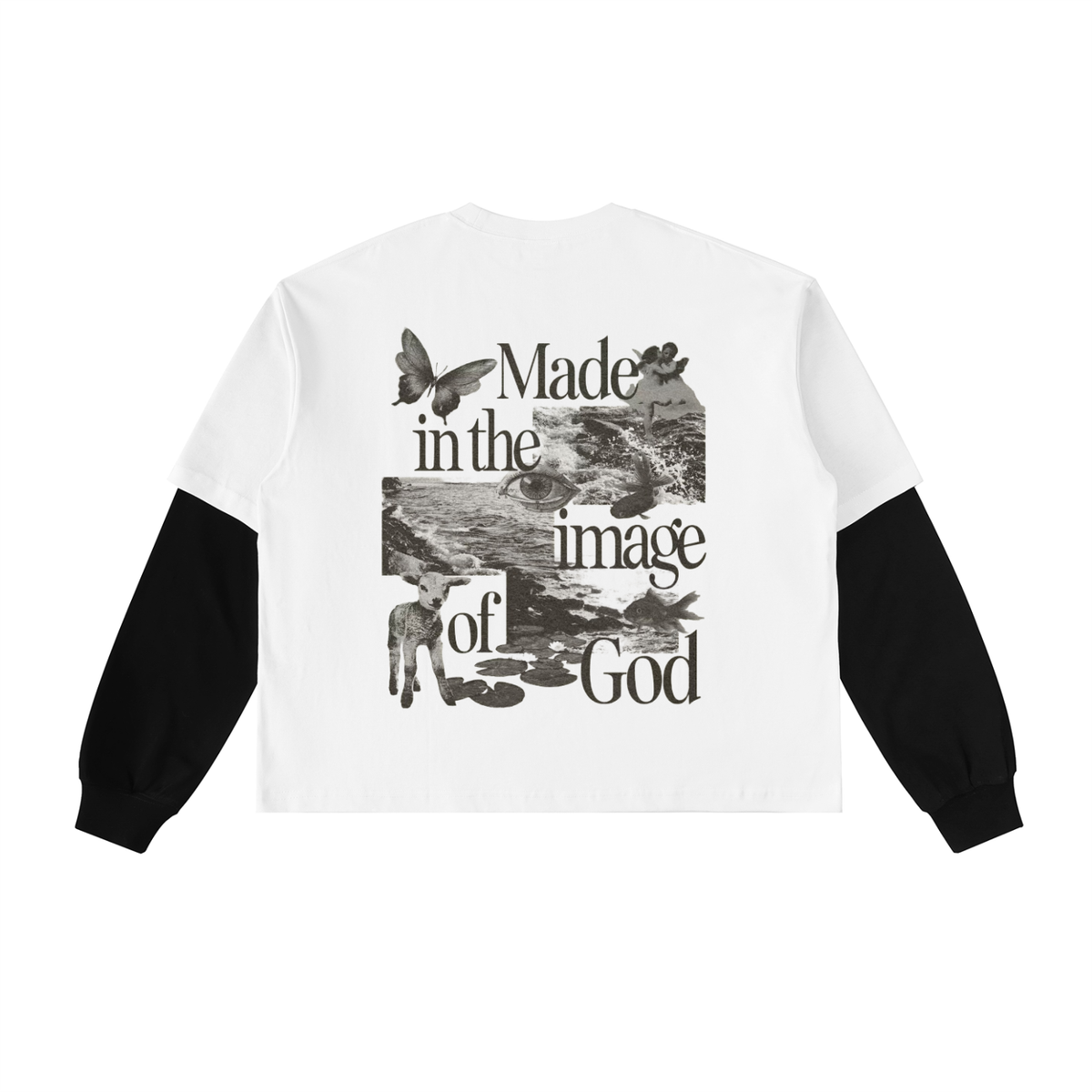 Layered Contrast Sleeve Cotton T-Shirt