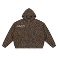 Unisex Leopard Print Waffle Full Zip Hoodie