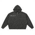 Unisex Leopard Print Waffle Full Zip Hoodie