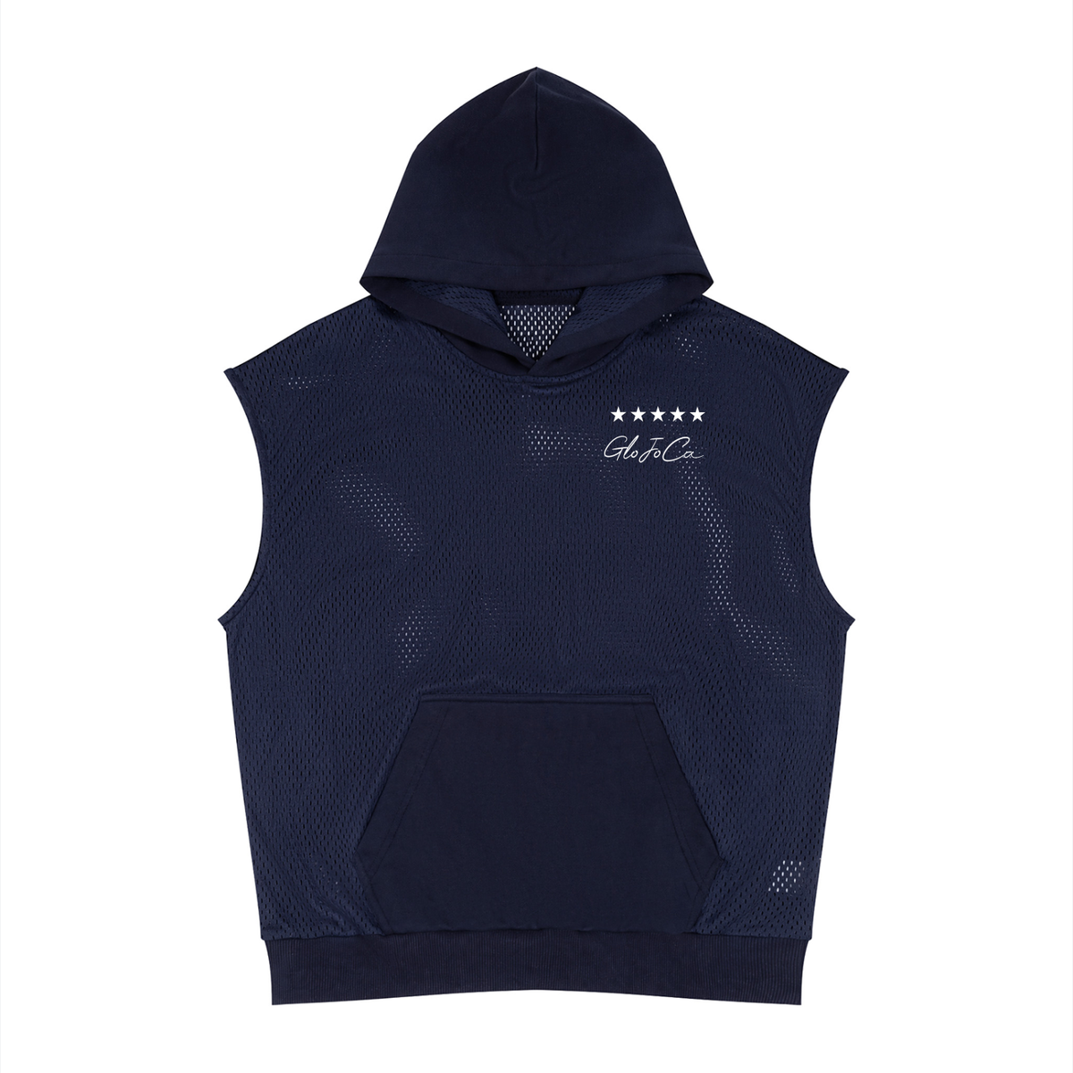 Unisex Panel Mesh Sleeveless Hoodie