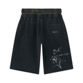 Unisex Vintage Wash Distressed Wide Leg Shorts (set)